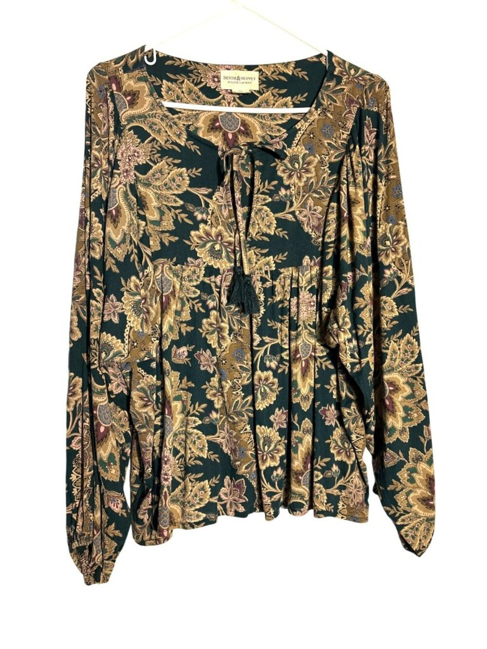Denim & Supply Ralph Lauren Floral Cotton Viscose Blend Peasant Blouse M